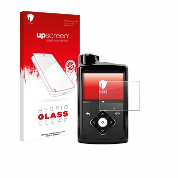 Parte frontale di una confezione del prodotto con il logo del marchio upscreen. Accanto è raffigurato il dispositivo Medtronic