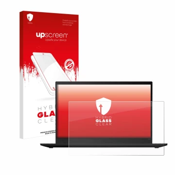 Parte frontale di una confezione del prodotto con il logo del marchio upscreen. Accanto è raffigurato il dispositivo Lenovo Th