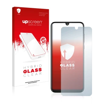 Parte frontale di una confezione del prodotto con il logo del marchio upscreen. Accanto è raffigurato il dispositivo Motorola 