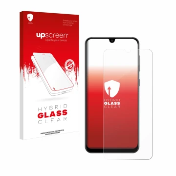 Parte frontale di una confezione del prodotto con il logo del marchio upscreen. Accanto è raffigurato il dispositivo Samsung G