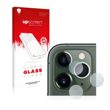 Parte frontale di una confezione del prodotto con il logo del marchio upscreen. Accanto è raffigurato il dispositivo Apple iPh