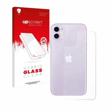 Parte frontale di una confezione del prodotto con il logo del marchio upscreen. Accanto è raffigurato il dispositivo Apple iPh