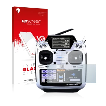 Parte frontale di una confezione del prodotto con il logo del marchio upscreen. Accanto è raffigurato il dispositivo Robbe Fut