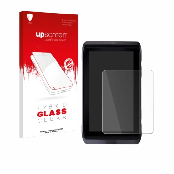 Parte frontale di una confezione del prodotto con il logo del marchio upscreen. Accanto è raffigurato il dispositivo Atomos Sh