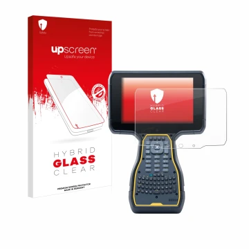 Parte frontale di una confezione del prodotto con il logo del marchio upscreen. Accanto è raffigurato il dispositivo Trimble T