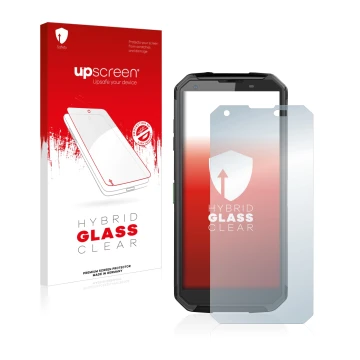 Parte frontale di una confezione del prodotto con il logo del marchio upscreen. Accanto è raffigurato il dispositivo Blackview
