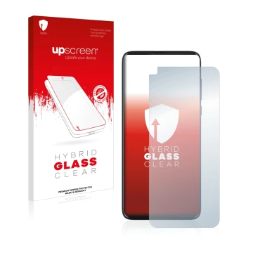 Parte frontale di una confezione del prodotto con il logo del marchio upscreen. Accanto è raffigurato il dispositivo Motorola 