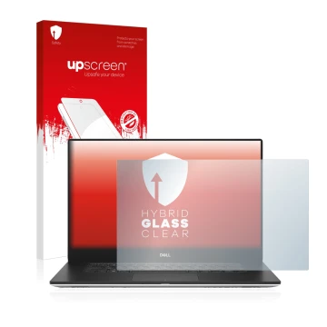 Parte frontale di una confezione del prodotto con il logo del marchio upscreen. Accanto è raffigurato il dispositivo Dell Prec