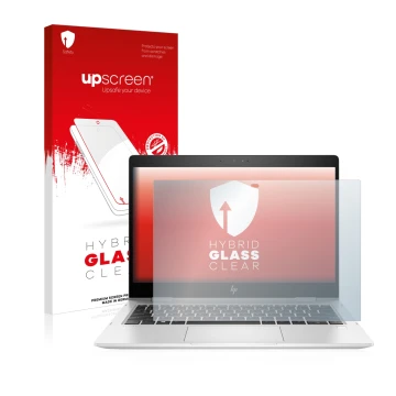 Parte frontale di una confezione del prodotto con il logo del marchio upscreen. Accanto è raffigurato il dispositivo HP EliteB