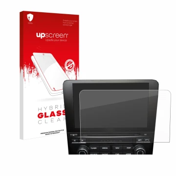 Parte frontale di una confezione del prodotto con il logo del marchio upscreen. Accanto è raffigurato il dispositivo Porsche 7
