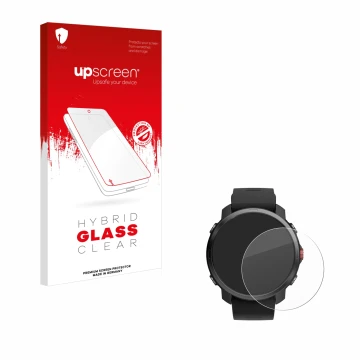 Parte frontale di una confezione del prodotto con il logo del marchio upscreen. Accanto è raffigurato il dispositivo Polar Gri