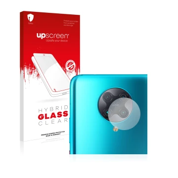 Parte frontale di una confezione del prodotto con il logo del marchio upscreen. Accanto è raffigurato il dispositivo Xiaomi Po