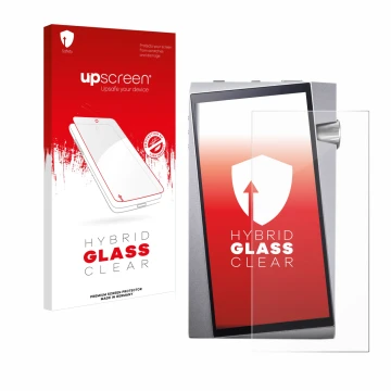 Parte frontale di una confezione del prodotto con il logo del marchio upscreen. Accanto è raffigurato il dispositivo Astell&Ke