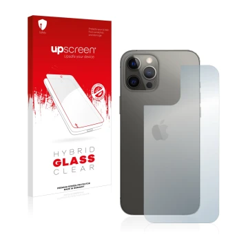 Parte frontale di una confezione del prodotto con il logo del marchio upscreen. Accanto è raffigurato il dispositivo Apple iPh