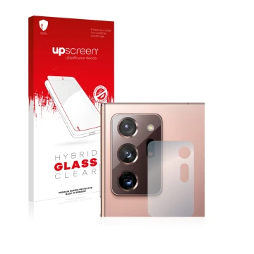 Parte frontale di una confezione del prodotto con il logo del marchio upscreen. Accanto è raffigurato il dispositivo Samsung G