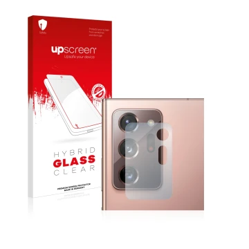 Parte frontale di una confezione del prodotto con il logo del marchio upscreen. Accanto è raffigurato il dispositivo Samsung G