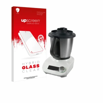 Parte frontale di una confezione del prodotto con il logo del marchio upscreen. Accanto è raffigurato il dispositivo Vorwerk T