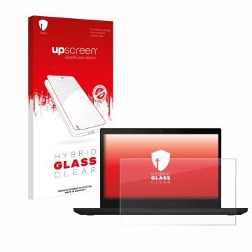 Parte frontale di una confezione del prodotto con il logo del marchio upscreen. Accanto è raffigurato il dispositivo Lenovo Th