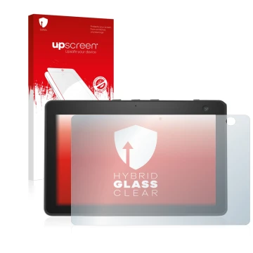 Parte frontale di una confezione del prodotto con il logo del marchio upscreen. Accanto è raffigurato il dispositivo Amazon Ec