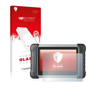 Parte frontale di una confezione del prodotto con il logo del marchio upscreen. Accanto è raffigurato il dispositivo Autel Max