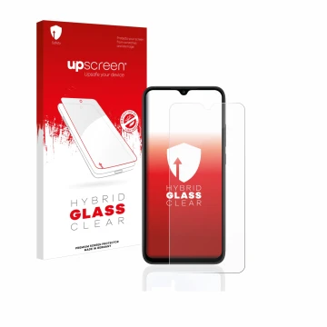 Parte frontale di una confezione del prodotto con il logo del marchio upscreen. Accanto è raffigurato il dispositivo Xiaomi Re