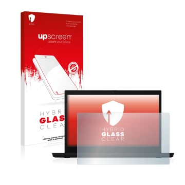 Parte frontale di una confezione del prodotto con il logo del marchio upscreen. Accanto è raffigurato il dispositivo Lenovo Th