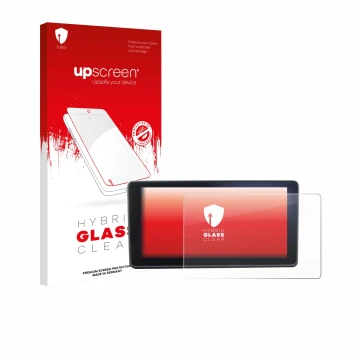 Parte frontale di una confezione del prodotto con il logo del marchio upscreen. Accanto è raffigurato il dispositivo Audi A4 B