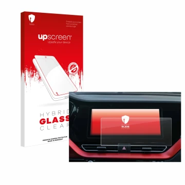 Parte frontale di una confezione del prodotto con il logo del marchio upscreen. Accanto è raffigurato il dispositivo Kia E-Nir