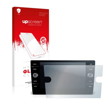 Parte frontale di una confezione del prodotto con il logo del marchio upscreen. Accanto è raffigurato il dispositivo Volkswage