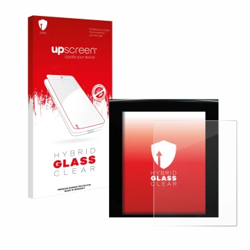 Parte frontale di una confezione del prodotto con il logo del marchio upscreen. Accanto è raffigurato il dispositivo Renault M