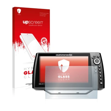 Parte frontale di una confezione del prodotto con il logo del marchio upscreen. Accanto è raffigurato il dispositivo Humminbir