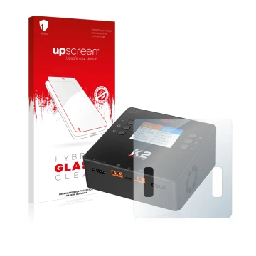 Parte frontale di una confezione del prodotto con il logo del marchio upscreen. Accanto è raffigurato il dispositivo ISDT Smar