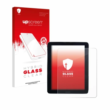 Parte frontale di una confezione del prodotto con il logo del marchio upscreen. Accanto è raffigurato il dispositivo Volvo Pol