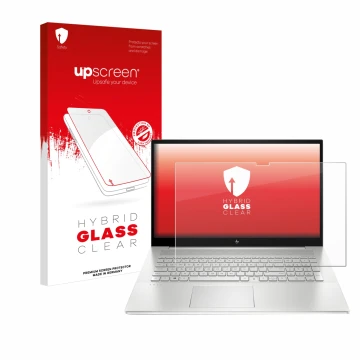 Parte frontale di una confezione del prodotto con il logo del marchio upscreen. Accanto è raffigurato il dispositivo HP Envy 1