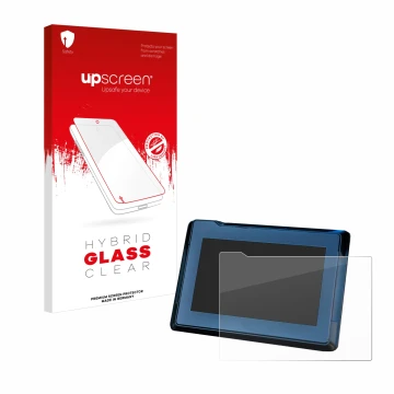 Parte frontale di una confezione del prodotto con il logo del marchio upscreen. Accanto è raffigurato il dispositivo KTM 1290 