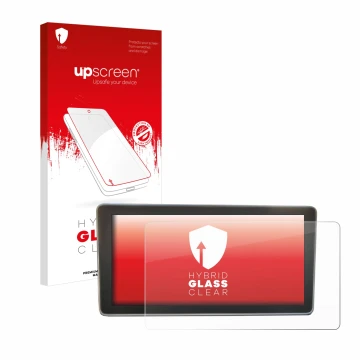 Parte frontale di una confezione del prodotto con il logo del marchio upscreen. Accanto è raffigurato il dispositivo Audi A4 B