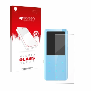 Parte frontale di una confezione del prodotto con il logo del marchio upscreen. Accanto è raffigurato il dispositivo AGPtek A1