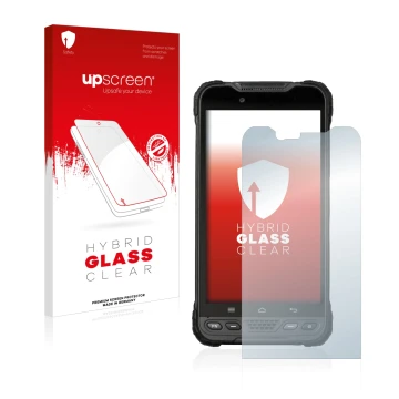 Parte frontale di una confezione del prodotto con il logo del marchio upscreen. Accanto è raffigurato il dispositivo UniStrong