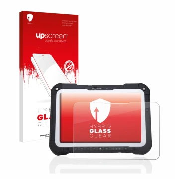 Parte frontale di una confezione del prodotto con il logo del marchio upscreen. Accanto è raffigurato il dispositivo Panasonic