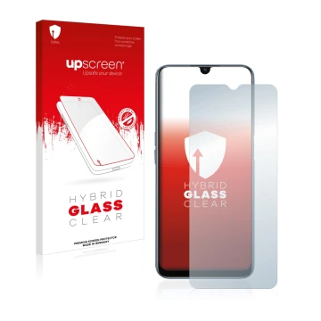 Parte frontale di una confezione del prodotto con il logo del marchio upscreen. Accanto è raffigurato il dispositivo Oppo A16s