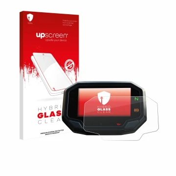 Parte frontale di una confezione del prodotto con il logo del marchio upscreen. Accanto è raffigurato il dispositivo Kawasaki 