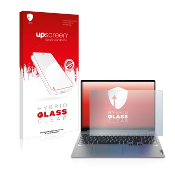 Parte frontale di una confezione del prodotto con il logo del marchio upscreen. Accanto è raffigurato il dispositivo Lenovo Id