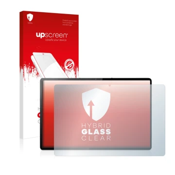 Parte frontale di una confezione del prodotto con il logo del marchio upscreen. Accanto è raffigurato il dispositivo Lenovo Ta