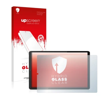 Parte frontale di una confezione del prodotto con il logo del marchio upscreen. Accanto è raffigurato il dispositivo Lenovo Ta
