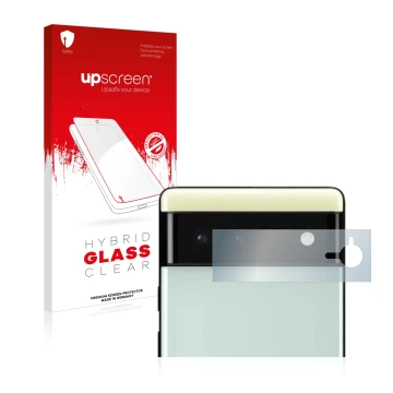 Parte frontale di una confezione del prodotto con il logo del marchio upscreen. Accanto è raffigurato il dispositivo Google Pi