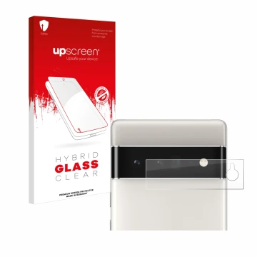 Parte frontale di una confezione del prodotto con il logo del marchio upscreen. Accanto è raffigurato il dispositivo Google Pi