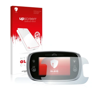 Parte frontale di una confezione del prodotto con il logo del marchio upscreen. Accanto è raffigurato il dispositivo Fiat 500X