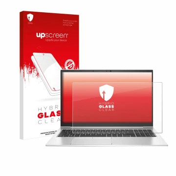Parte frontale di una confezione del prodotto con il logo del marchio upscreen. Accanto è raffigurato il dispositivo HP EliteB