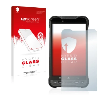 Parte frontale di una confezione del prodotto con il logo del marchio upscreen. Accanto è raffigurato il dispositivo UniStrong