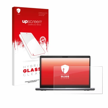 Parte frontale di una confezione del prodotto con il logo del marchio upscreen. Accanto è raffigurato il dispositivo Dell Lati